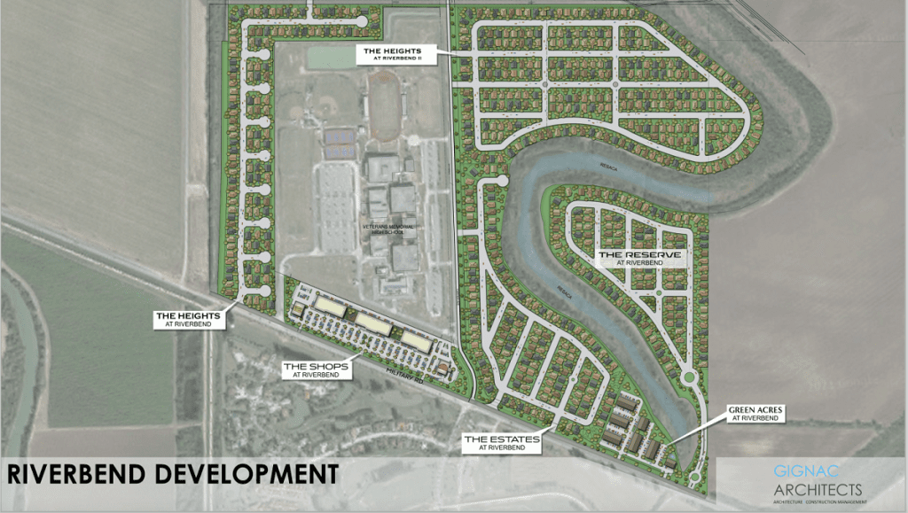 A map of the Riverbend Development in Brownsville